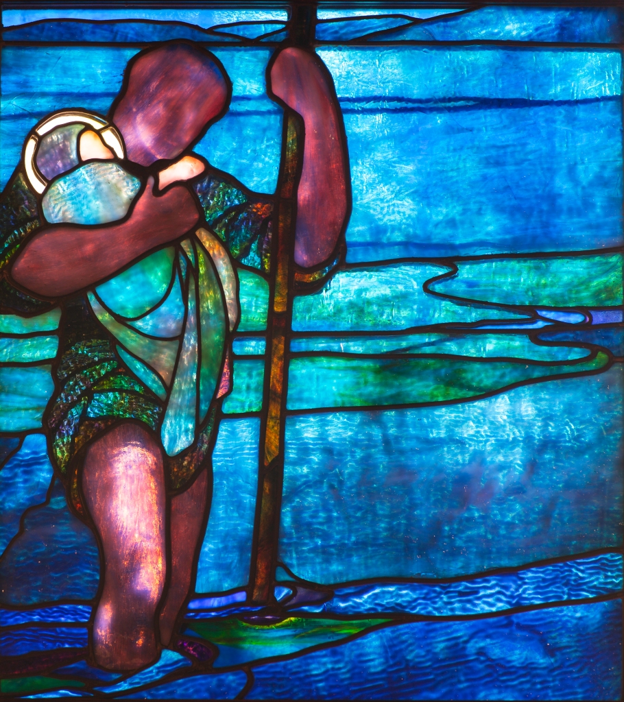 Porter's St. Christopher window in the San Francisco Swedenborgian Church may be the artist's most creative work. The composition shows a complete break with traditional stained glass window design.