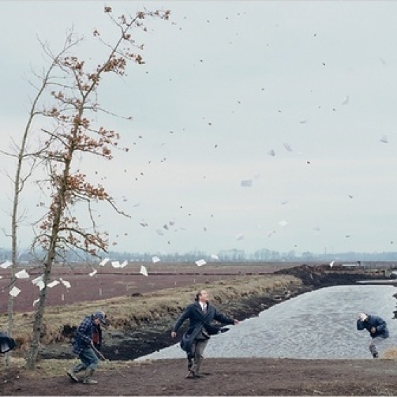 Jeff Wall "A Sudden Gust of Wind (after Hokusai)", 1993. Original in the Tate Gallery.